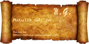 Matulik Géza névjegykártya